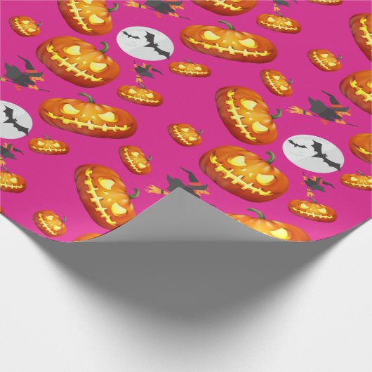Roze Halloween Magic Pattern Cadeaupapier (Hoek)