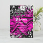 Roze halloween Magical Night Masquerade Party Kaart (Staand voorkant)
