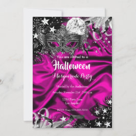 Roze Halloween Magische Nacht Maskerade Feest Kaart