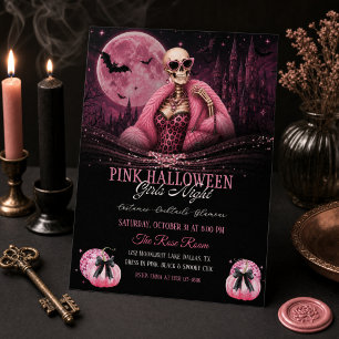 Roze Halloween Meiden Nacht Glamour Skelet Kaart