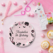 Roze Halloween meisje verjaardagsfeestje Papieren Bordje (Feest)