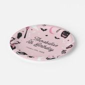Roze Halloween meisje verjaardagsfeestje Papieren Bordje (Gekanteld)