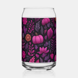 Roze Halloween met pompoenen en bladeren Blikvorm Glas