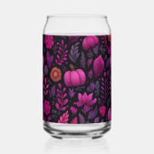 Roze Halloween met pompoenen en bladeren Blikvorm Glas (Achterkant)