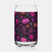 Roze Halloween met pompoenen en bladeren Blikvorm Glas (Links)