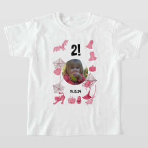 Roze Halloween op maat met foto, leeftijd en verja T-shirt