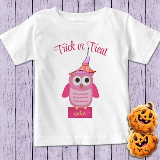Roze Halloween Owl Baby T-Shirt