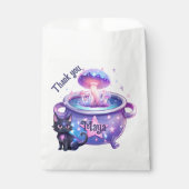 Roze halloween paarse kat magische ketel bedankzakje (Voorkant)