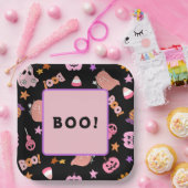 Roze Halloween Papieren Bordje (Feest)