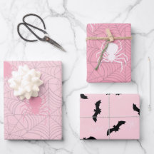 Roze Halloween papieren knuppel en spin