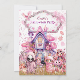 Roze Halloween Party Kaart