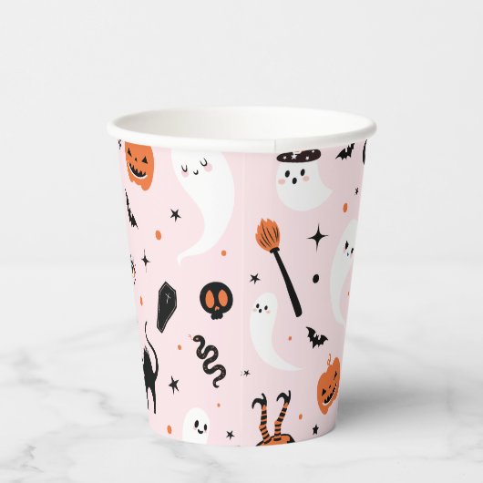 Roze Halloween Party Papieren Bekers (Rechts)