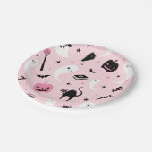 Roze Halloween Party Papieren Bordje (Gekanteld)