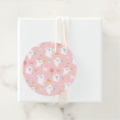 Roze Halloween Party Treats Ghost Pattern Bedankjes Labels (In situ)