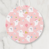 Roze Halloween Party Treats Ghost Pattern Bedankjes Labels (Voorkant)