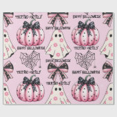 Roze Halloween Patroon Coquette Pompoen Custom Cadeaupapier (Vlak)
