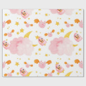 Roze halloween pompoen geest en schattige vleermui cadeaupapier (Vlak)