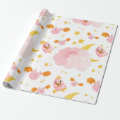 Roze halloween pompoen geest en schattige vleermui cadeaupapier (Uitgerold)