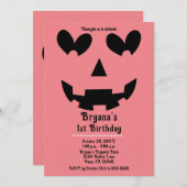 Roze Halloween Pompoen Hart Ogen Verjaardagsfeest Kaart (Voorkant / Achterkant)