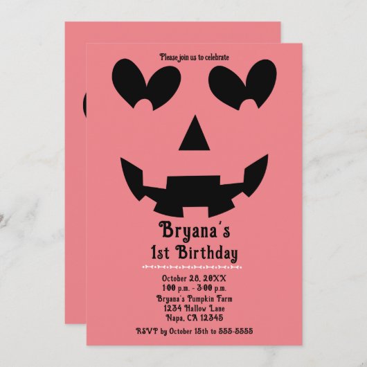 Roze Halloween Pompoen Hart Ogen Verjaardagsfeest Kaart