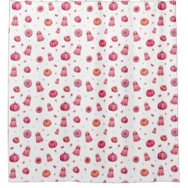 Roze Halloween pompoenen Douchegordijn