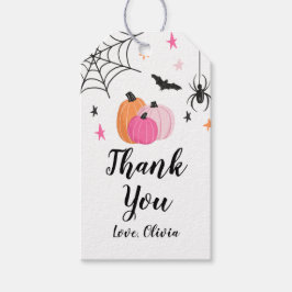 Roze Halloween Pompoenen Spinnen Eng Verjaardagsfe Cadeaulabel