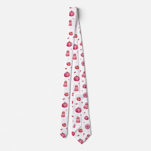 Roze Halloween pompoenen Stropdas (Achterkant)