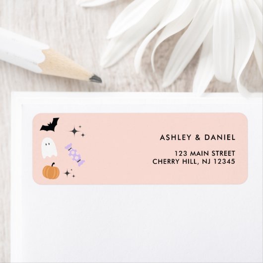 Roze halloween Return Address Etiket (Insitu)