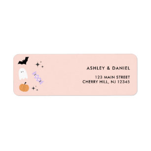 Roze halloween Return Address Etiket