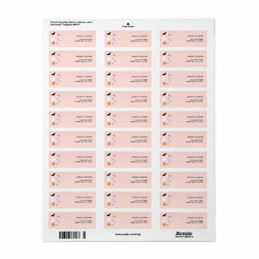 Roze halloween Return Address Etiket (Full Sheet)