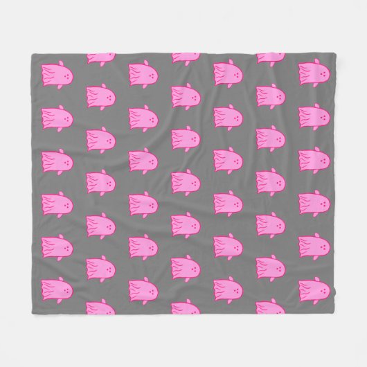 Roze Halloween Rosie Ghost Fleece Deken (Voorkant (Horizontaal))