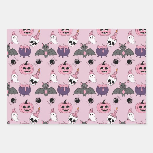 Roze Halloween schattig dier Boo zoetheid Inpakpapier Vel