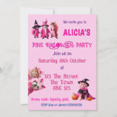 Roze Halloween schattig dier Spooky invite Kaart (Voorkant)
