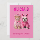 Roze Halloween schattig dier Spooky invite Kaart (Achterkant)