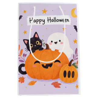 Roze halloween schattig medium cadeauzakje