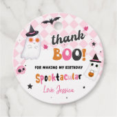 Roze Halloween Schattige Ghost 1e Verjaardag Bedankjes Labels (Voorkant)