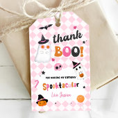 Roze Halloween Schattige Ghost 1e Verjaardag Cadeaulabel