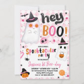 Roze Halloween Schattige Ghost 1e Verjaardag Kaart (Voorkant)
