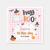 Roze Halloween Schattige Ghost 1e Verjaardag Servet (Voorkant)