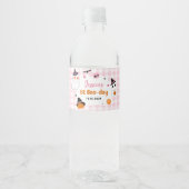 Roze Halloween Schattige Ghost 1e Verjaardag Waterfles Etiket (Voorkant)