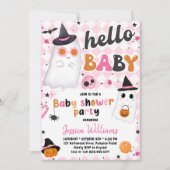 Roze Halloween Schattige Ghost Baby shower Kaart (Voorkant)