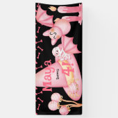 Roze halloween schattige heksen pet verjaardag spandoek (Verticaal)
