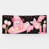 Roze halloween schattige heksen pet verjaardag spandoek (Horizontaal)