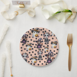 Roze Halloween Schattige Papieren Bordje