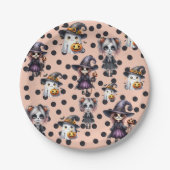 Roze Halloween Schattige Papieren Bordje (Voorkant)