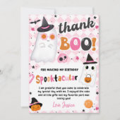 Roze Halloween Schattigee Ghost Verjaardag Bedankkaart (Voorkant)