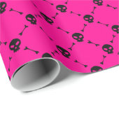 Roze Halloween schedel Crossbones Print Cadeaupapier (Rol Hoek)