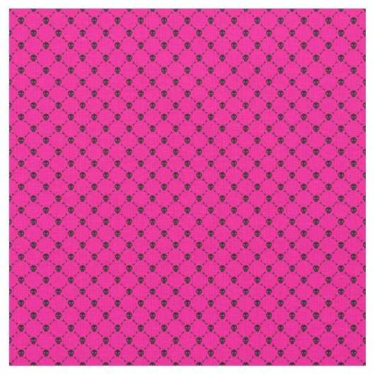 Roze Halloween schedel Crossbones Print Stof (Close Up)