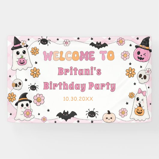 Roze Halloween Spandoek (Horizontaal)