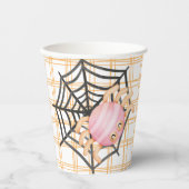 Roze Halloween Spider en web Papieren Bekers (Voorkant)
